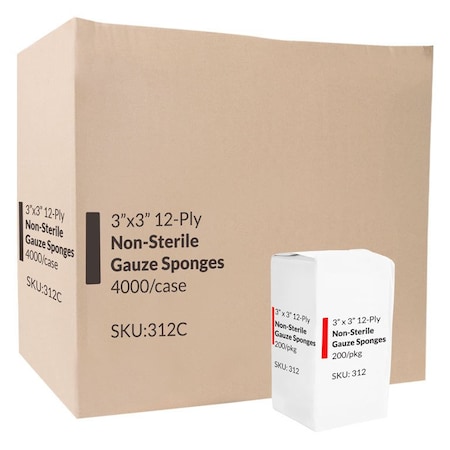 Oasis Non-Sterile Gauze Sponges, 3 in. x 3 in., 12-Ply, 4000PK 312C